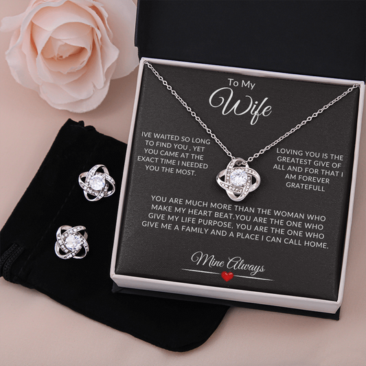 TO MY WIFE | LOVE KNOT EARRINGS & NECKLESS SET